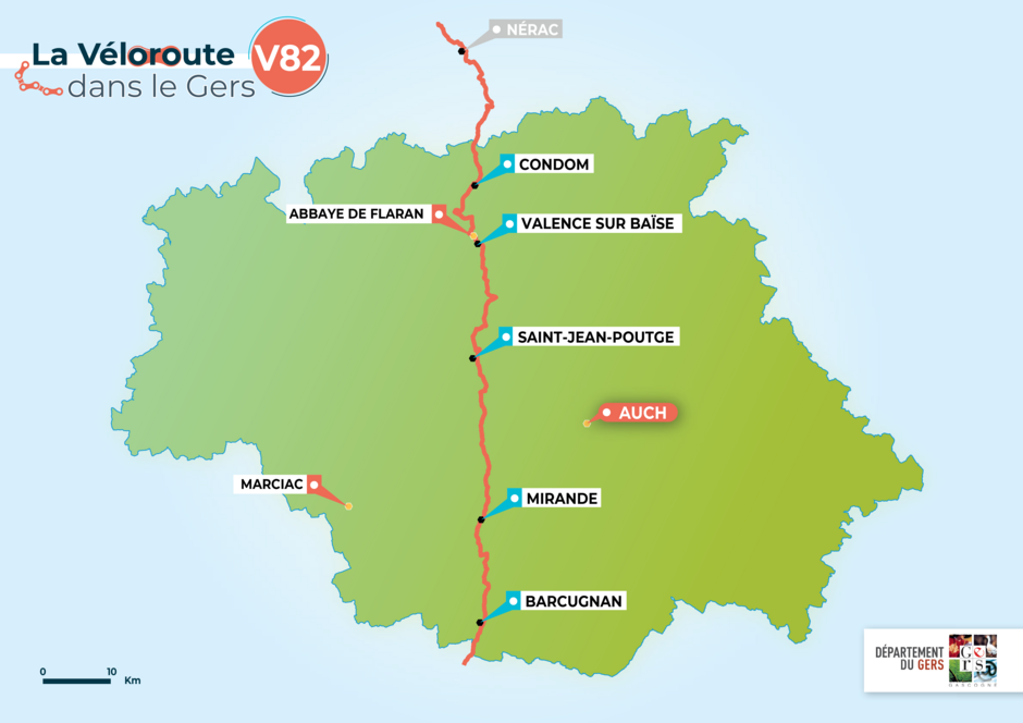 Carte Vélo-route Vallée de la Baïse - Agrandir l'image (fenêtre modale)