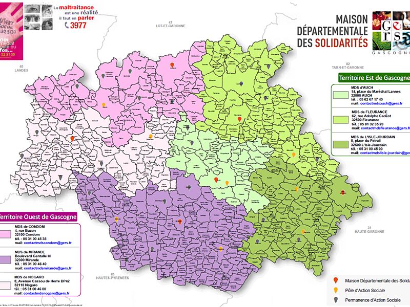 département du gers carte