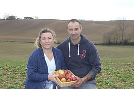 Aurélie et Laurent LAFFONT, producteurs, Ferme bio Bourdette